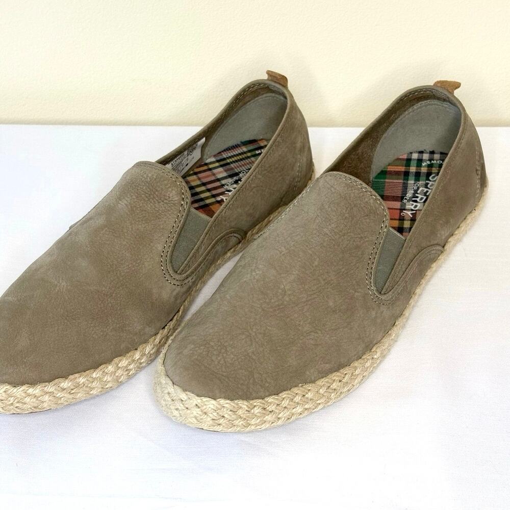Sperry Sailor Twin Gore Jute Slip-On Shoes Women's 10 Sage Green NEW - Picture 3 of 9